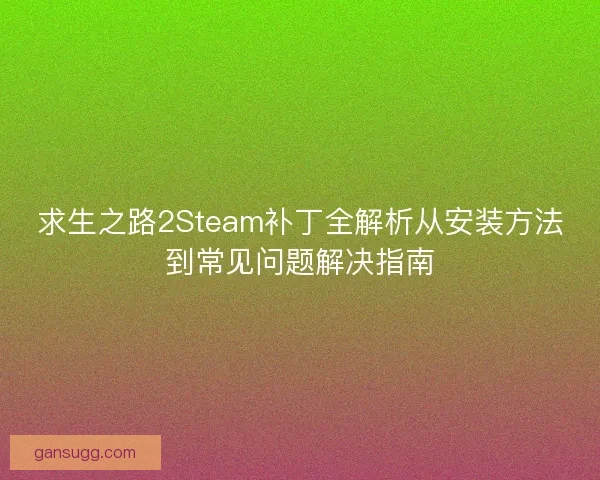 求生之路2Steam补丁全解析从安装方法到常见问题解决指南